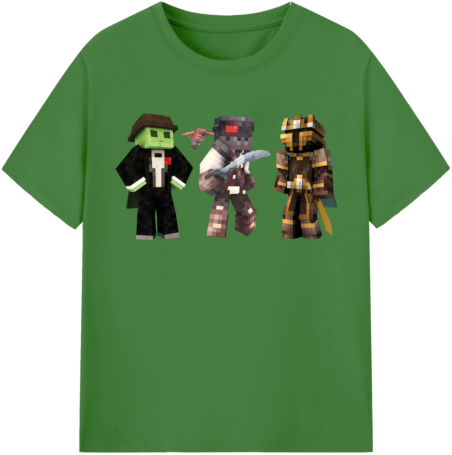 （画像用） マインクラフト ブロックの世界 Minecraft MC Block world レディースカジュアルプリントTシャツ（綿100％）